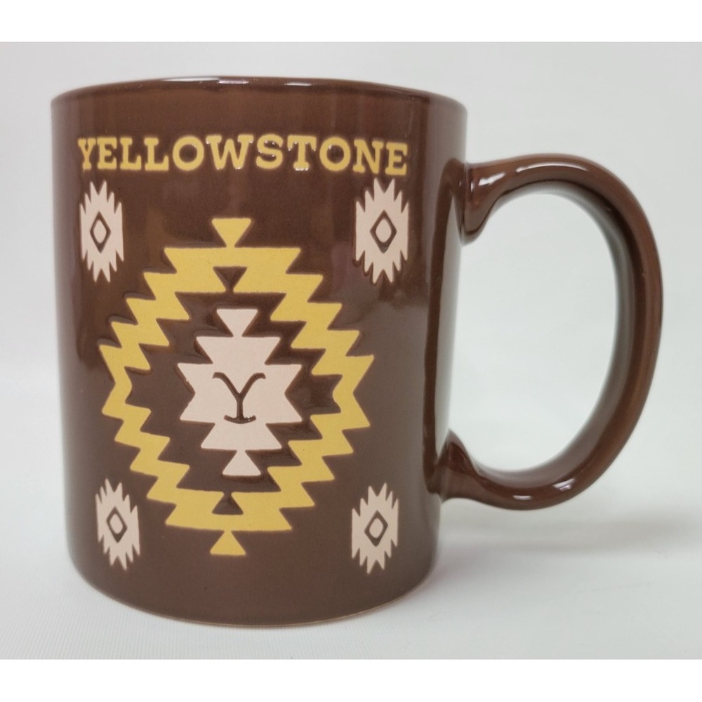 Yellowstone Dutton Ranch TV Zak Coffee Mug Brown‎ Southwestern Tribal 4.5" ~20oz